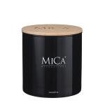Bougie odorante MICA en verre noir Ø 12 cm - Wood Fire