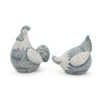 Poules en céramique gris bleu (2 pièces)