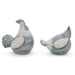 Poules en céramique gris bleu (2 pièces)