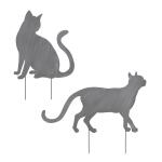 Silhouettes de chats gris à piquer au jardin (2 pièces)