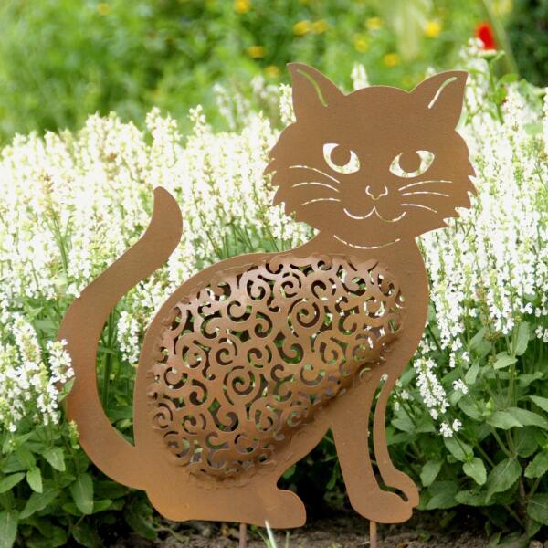 Jardin en métal Cerf Chat Chat - Décoration de jardin Animal