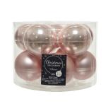 Boules de Noël en verre Ø 6 cm - rose poudré (10 pièces)