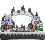 Village de Noël led avec ses patineurs - 30 x 19 x 22 cm