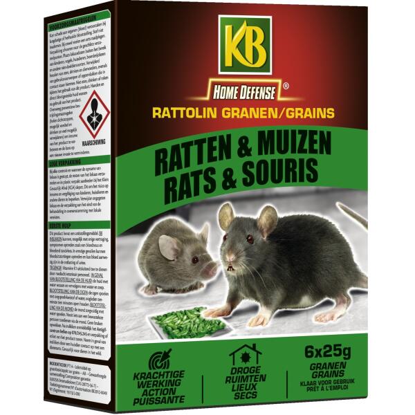 Poison pour rats et souris RATTOLIN GRAIN B - 150 g - Webshop