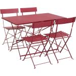 Set de jardin Bistro rouge - table et 4 chaises