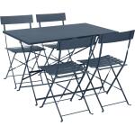 Set bistro bleu acier - table et 4 chaises