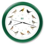 Uhr mit Vogelgezwitscher - grüner Rand